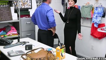 Teacher Jessica gets on her knees and then bend over the table for Rusty to fuck