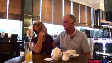 Strangers invited to fuck swinger couples Asian wife in bondage