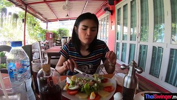 Hot Asian teen slut with big boobs fucked hard from the back after blowjob