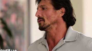 Teen moaning on a big cock during the neighbor spying