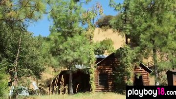 Bombastic blondie Karina Marie reveals her perfect all natural body outdoor