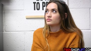 Not so innocent teen thief Sera Ryder fucks cop and stepdad together