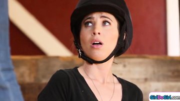 Brunette licked and rimmed in the barn