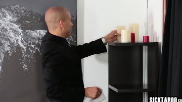 MILF Jaclyn Taylor fucks perverted big cock butler in front of her husband