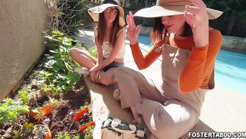 Foster mom and dauther share with a giant dick