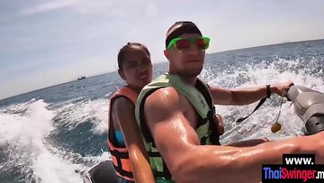 Perverted big ass Asian teen sucking a best friends big hard dick outdoor