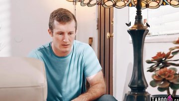 Teen nanny Riley Jacobs stuck cleaning with no panties on and needed dad