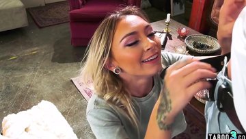 Skinny teen stepsister Chloe Temple seducing her bro to get a free room