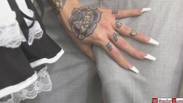 Busty trans maid Nadia Love barebacked