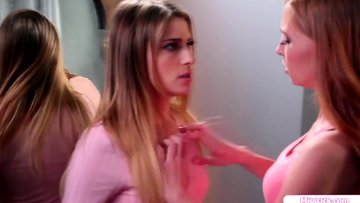 Blonde facesits her bff to pin her down