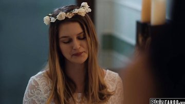 Big Boobs bride kisses and kitty licked by former slim melons bff