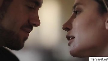 Big Boobs ladyboy licks and fucks the booty of her stepbro