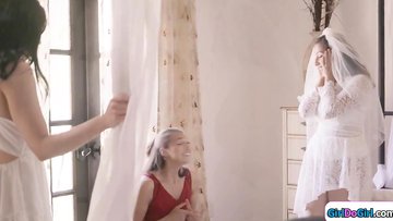 Big Boobs virgin of honor has a quickie with brides and facesits