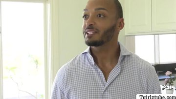 Big Boobs ladyboy Angelina Please gets barebacked by ebony partner