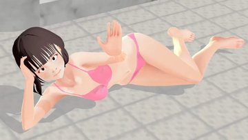 Toyota Nono Animation woman shakes her huge juggs with pink swimsuit.【hentai】