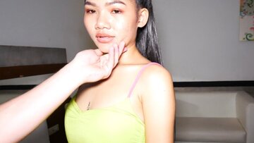 Little homemade Thai teen incredible CLOSE UP blow job and large love on cam