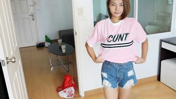 Small Teen Thai Asian Woman picked up by Douche