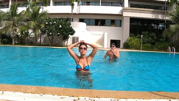 Homemade Asian European couple afternoon swim and amateur love clip