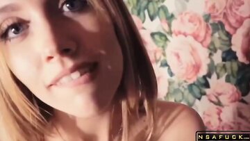 Sweet Sucking Dick and Swallow Cumshot in Outdoor Restroom