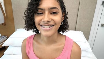 4’ 11” Puerto Rican with FINE BOOBS and braces blows rod