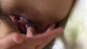 Sayana letting her Japanese twat squirt orgasm