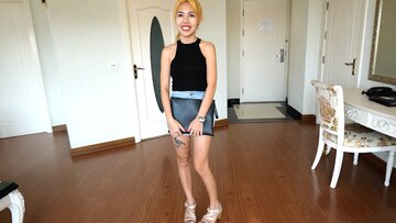 Small homemade Thai teen in a bunny outfit gives head and screwed from behind