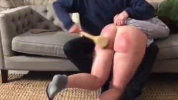 spanking stepdaughter's round butt with a laddle