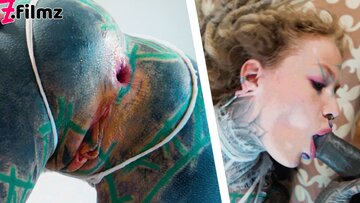 Hot tattoo babe in lingerie wild anal bang