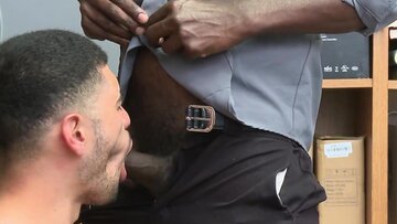 BIG BLACK COCK Officer Blows and Raw Rammed His Sexy jock Susp