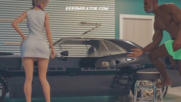 Blonde Lady Drills Mature BIG BLACK COCK Auto Service