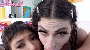 Brooklyn and Lydia gag over dick