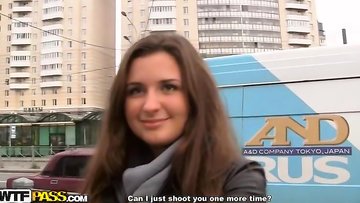 Front door fuck for a busty hottie