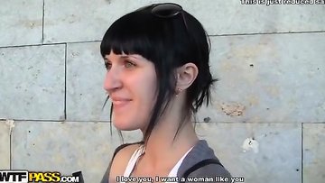 Sexy blonde fucked on a park bench