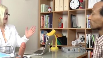 Doctor GRANDMA with sizable melons impaled deep on wild bla