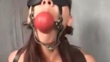 Taming Asian prostitute with gag, chain and penis