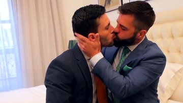 Classy homosexual chokes on expansive penis before being ana