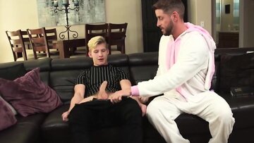 Twink plugged by stepdad with wet blow job and f