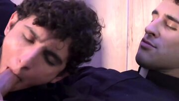 Thirst for cumshot of sexy seminarian leads to threesom