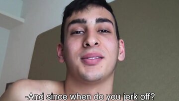 Sweet Latino male swallows after a brief banter with