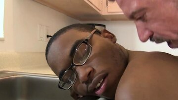 Muscular mature white guy banging ebony twink wit