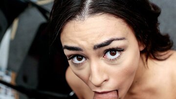 Vanessa Moon sucking the officers rough penis