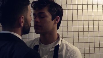 Two Mormon twinks attach in the washroom subtly