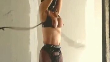 lots of whip strokes for tied cougar Jackie