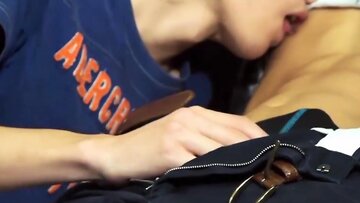 Japanese twink blows his pals cock and spreads his