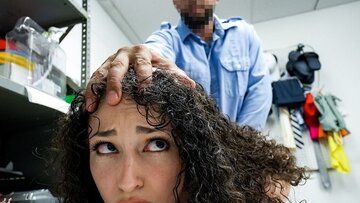 Pixie Smalls getting wet from the strips explore