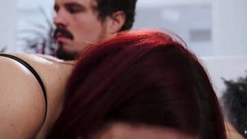 Thick redhead MOM Natasha Nice bounces off rough c