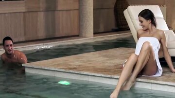 Brunette’s Poolside Slam