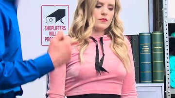 Blonde shoplifter Dresden swallow gigantic rod before