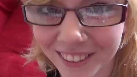 Short-haired English babe swallows cum