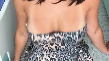Leopard Dress, Tanned Bouncing Tits